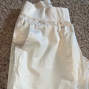 Gap maternity khaki pants and Large striped top by Liz Lange maternity.